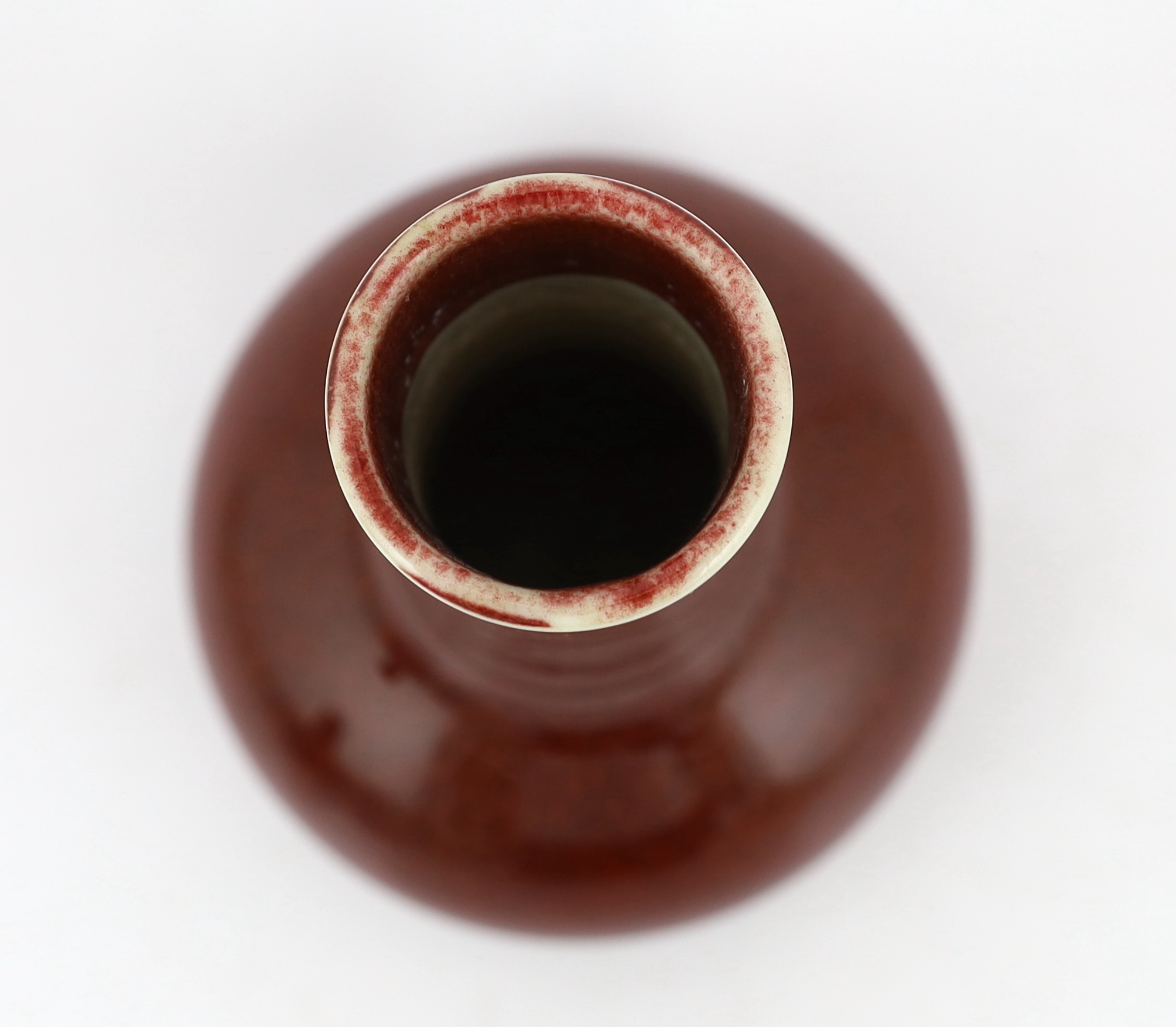 A pair of Chinese sang de boeuf glazed vases, tianqiuping, 19th/20th century